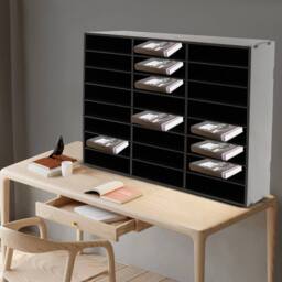Ventryn 24 Compartment Literature Organizer File Sorter Office Mailbox PVC in Black - thumbnail 3