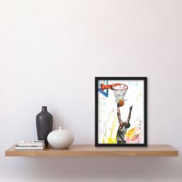 Artery8 Basketball Player Jump Hoop Sport Watercolour Framed Art Print - Size: A4 - thumbnail 4