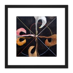 Artery8 Hilma Af Klint Group Ix Suw The Swan No 7 Abstract 8X8 Inch Square Wooden Framed Wall Art Print Picture with Mount in Black - thumbnail 1