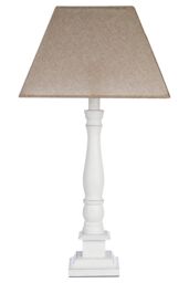 Orsina Natural Wood Table Lamp with EU Plug, Soft Glow Beige Fabric Shade, Elegant Lighting with Inline Switch - thumbnail 1