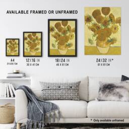 Artery8 Sunflowers 1888 Floral Painting Van Gogh Vintage Framed Wall Art Print in Yellow - Size: A4 - thumbnail 3