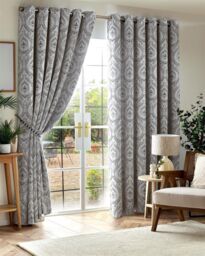 Luxury Living Victoria Room Darkening Ring Top Curtains in Silver - Size: 168 cm width x 229 cm drop - thumbnail 1