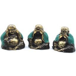 KDMD Set of 3 - See No Evil etc - Buddha in Gold - thumbnail 3