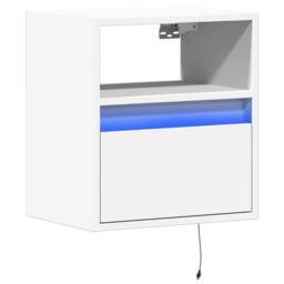 Berkfield Home Wall-mounted Bedside Cabinet with LED Lights White - thumbnail 3