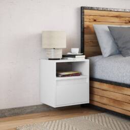 Berkfield Home Wall-mounted Bedside Cabinet with LED Lights White - thumbnail 5