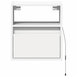 Berkfield Home Wall-mounted Bedside Cabinet with LED Lights White - thumbnail 6