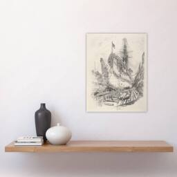 "Artery8 Joseph Pennell Large Warship In the Dry Dock Wall Art Print in Grey - Size: W12"" x H16""" - thumbnail 4