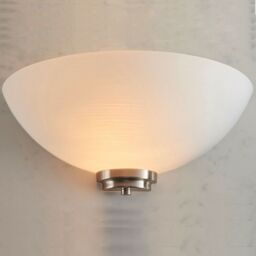 Loops 2 PACK Dimmable LED Wall Light Satin Chrome White Line Pattern Glass Shade Lamp - thumbnail 5