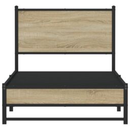 Berkfield Home Metal Bed Frame without Mattress Sonoma Oak 75x190 cm Small Single in Brown - thumbnail 5