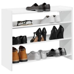 Berkfield Home Shoe Rack White 80x25x62 cm Engineered Wood - Size: 80 x 25 x 62 cm - thumbnail 1