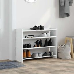 Berkfield Home Shoe Rack White 80x25x62 cm Engineered Wood - Size: 80 x 25 x 62 cm - thumbnail 3