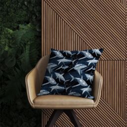 Warren Reed - Designer Hand Drawn Shark Pattern Outdoor Cushion in Blue - Size: 45 cm x 45 cm - thumbnail 2