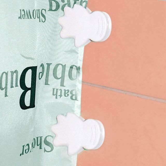 mysmartbuy Set of 2 Self Adhesive Shower Curtain Wall Clips - ABS Plastic Hand Shaped Self Adhesive Grips for Tiles & Walls in White