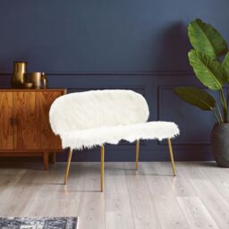 Orsina Crisp White Seat 2 Seater Sofa with Gold Legs