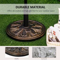 OUTSUNNY 13KG Round Parasol Base Heavy Duty Cement Stand Umbrella Holder Garden in Bronze - thumbnail 5