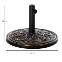 OUTSUNNY 13KG Round Parasol Base Heavy Duty Cement Stand Umbrella Holder Garden in Bronze - thumbnail 3