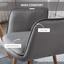 HOMCOM Modern Accent Chair Velvet-Touch Tufted Wingback Armchair Set of 2 in Grey - thumbnail 4