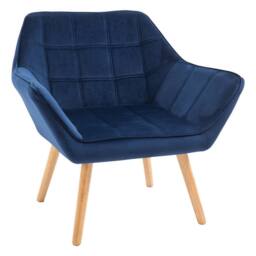 KORVIXA Blue Luxe Velvet-Feel Accent Chair w/ Wide Arms Slanted Back - Size: 100 cm x 100 cm - thumbnail 1