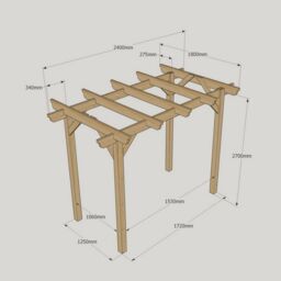 Rutland County Garden Furniture Ltd Garden Pergola - Wood - L180 x W240 x H270 cm - Rustic Brown in Light Green - thumbnail 4