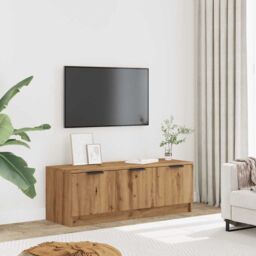Berkfield Home TV Cabinet Artisan Oak 102x35x36.5 cm Engineered Wood in Brown - thumbnail 3