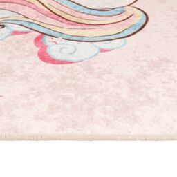 Berkfield Home Kids' Rug Pink 160x230 cm Unicorn Washable Anti Slip - Size: 100 cm diameter - thumbnail 6