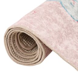 Berkfield Home Kids' Rug Pink 160x230 cm Unicorn Washable Anti Slip - Size: 100 cm diameter - thumbnail 5