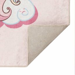 Berkfield Home Kids' Rug Pink 160x230 cm Unicorn Washable Anti Slip - Size: 100 cm diameter - thumbnail 4
