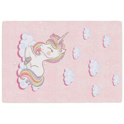 Berkfield Home Kids' Rug Pink 160x230 cm Unicorn Washable Anti Slip - Size: 100 cm diameter - thumbnail 2
