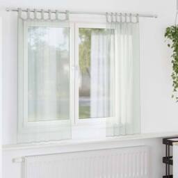 Berkfield Home Voile Curtains with Loops 2 pcs Light Grey 140x175 cm - thumbnail 2
