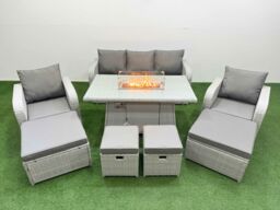 Fimous Rattan Lounge Sofa Set 9 Seater Outdoor Garden Furniture Set in Light Grey - thumbnail 1