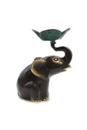 KDMD Small Elephant Candle & Incense Holder -Decorative & Functional Accent in Dark Brown