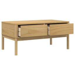 Berkfield Home Beautiful Coffee Table FLORO Wax Brown 99x55.5x45 cm Solid Pine Wood in Natural - thumbnail 8
