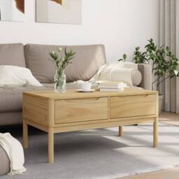 Berkfield Home Beautiful Coffee Table FLORO Wax Brown 99x55.5x45 cm Solid Pine Wood in Natural