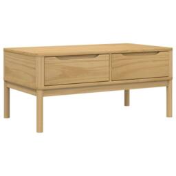 Berkfield Home Beautiful Coffee Table FLORO Wax Brown 99x55.5x45 cm Solid Pine Wood in Natural - thumbnail 3