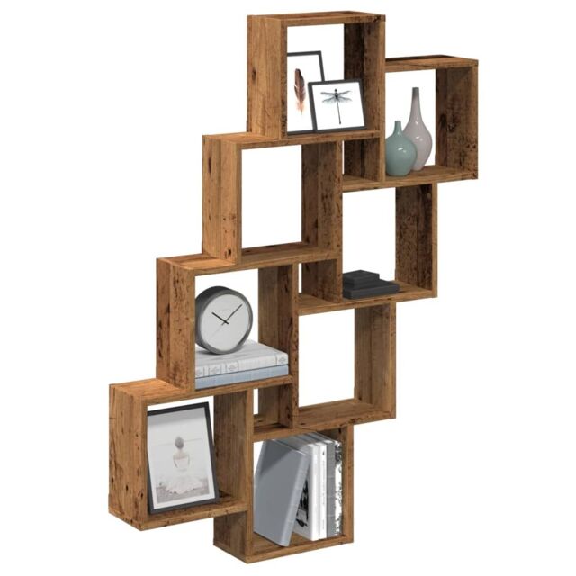 Berkfield Home Wall Cube Shelf Old Wood 90x15x119.5 cm Engineered Wood in Brown - image 1