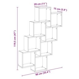Berkfield Home Wall Cube Shelf Old Wood 90x15x119.5 cm Engineered Wood in Brown - thumbnail 9