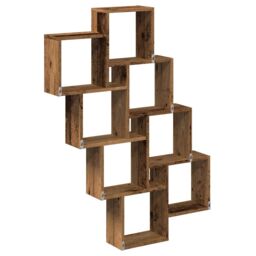 Berkfield Home Wall Cube Shelf Old Wood 90x15x119.5 cm Engineered Wood in Brown - thumbnail 6