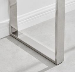 FurnitureboxUK Miami Modern Rectangular Clear Glass Console Table with Square Silver Chrome Metal Legs for Minimalist Living Room or Hallway - thumbnail 4