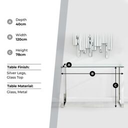 FurnitureboxUK Miami Modern Rectangular Clear Glass Console Table with Square Silver Chrome Metal Legs for Minimalist Living Room or Hallway - thumbnail 6