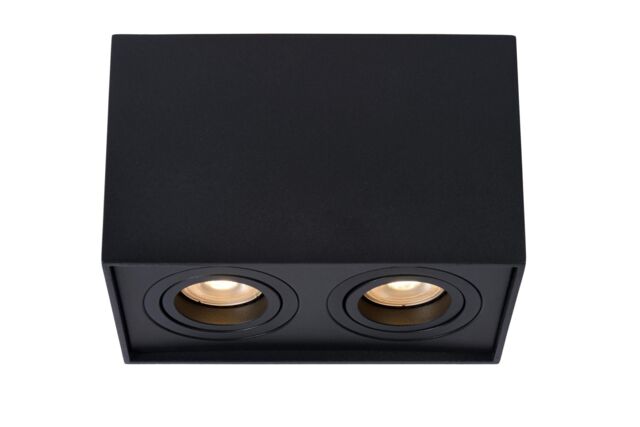 Lucide 'TUBE' Dimmable Surface Mounted Rectangle Ceiling Spotlight 2xGU10 in Black - image 1