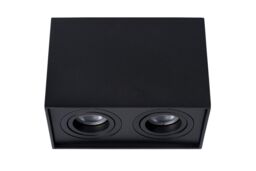 Lucide 'TUBE' Dimmable Surface Mounted Rectangle Ceiling Spotlight 2xGU10 in Black - thumbnail 2