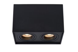 Lucide 'TUBE' Dimmable Surface Mounted Rectangle Ceiling Spotlight 2xGU10 in Black - thumbnail 1