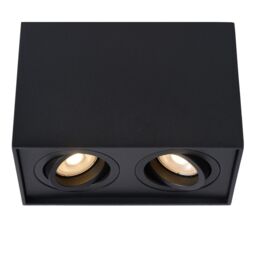 Lucide 'TUBE' Dimmable Surface Mounted Rectangle Ceiling Spotlight 2xGU10 in Black - thumbnail 4