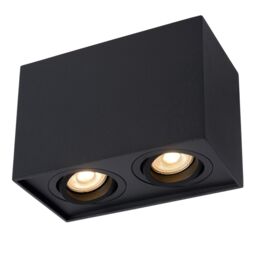 Lucide 'TUBE' Dimmable Surface Mounted Rectangle Ceiling Spotlight 2xGU10 in Black - thumbnail 5