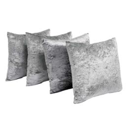 OHS Luxury Crushed Velvet Set of 4 Filled Cushions & Covers in Silver - thumbnail 4