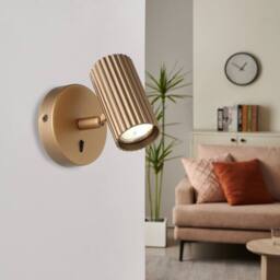 Eglo Portillo Aluminium & Steel Modern Wall Spotlight, Matte Brass in Gold - thumbnail 1