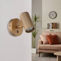 Eglo Portillo Aluminium & Steel Modern Wall Spotlight, Matte Brass in Gold - thumbnail 2
