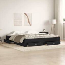 Berkfield Home Elegant Bed Frame with Drawers Black Oak 180x200 cm Engineered Wood - thumbnail 2