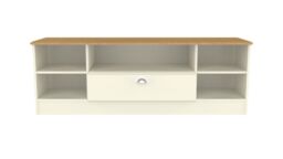 Ready Assembled 2 U Albert Wide 1 Drawer TV & Media Unit (Ready Assembled) in Cream - Size: Large - thumbnail 2