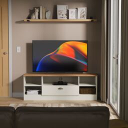 Ready Assembled 2 U Albert Wide 1 Drawer TV & Media Unit (Ready Assembled) in Cream - Size: Large